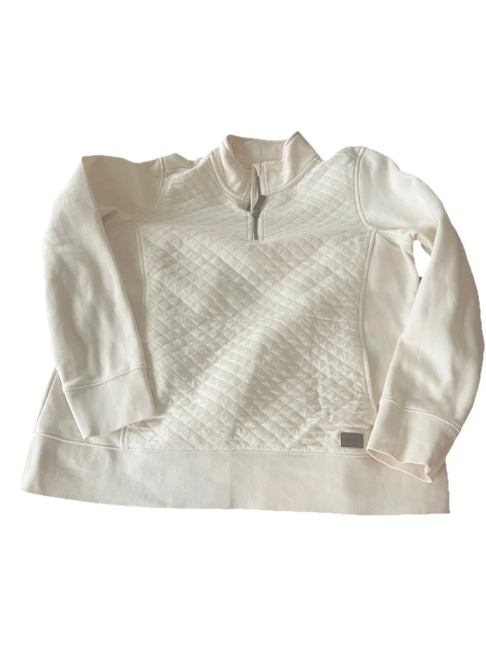 L.L. Bean Cream Quilted Front Quarter-Zip Pullover
